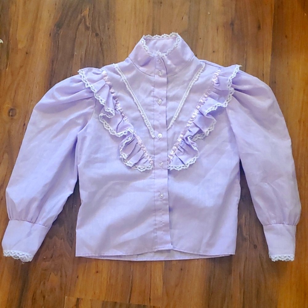 Lilac purple blouse 1970 1980 vintage shirt